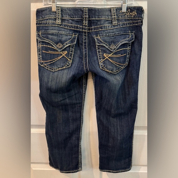 Silver Jeans Women’s Size 31 Mckenzie Capri Flap Pockets Stretch Denim - Picture 1 of 12